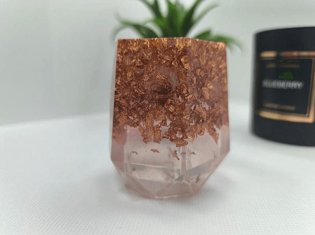 Petit pot à crayon feuilles bronze 