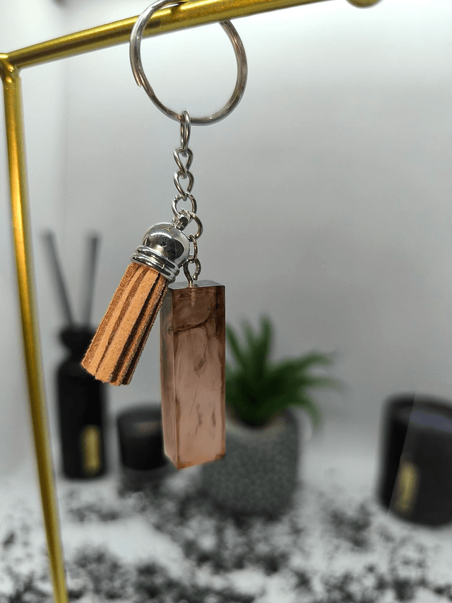 Porte clés initiale "I" marron marbré blanc 