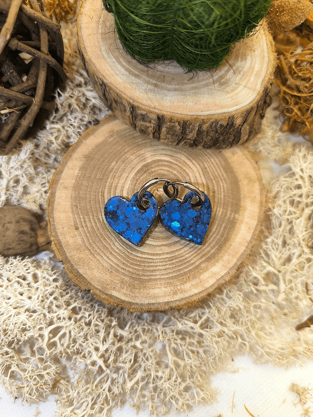 Pampilles interchangeables coeur bleu nuit pailleté 
