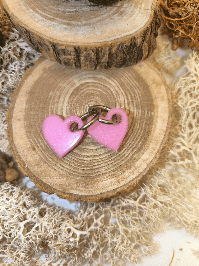 Pampilles interchangeables coeur rose nacré 