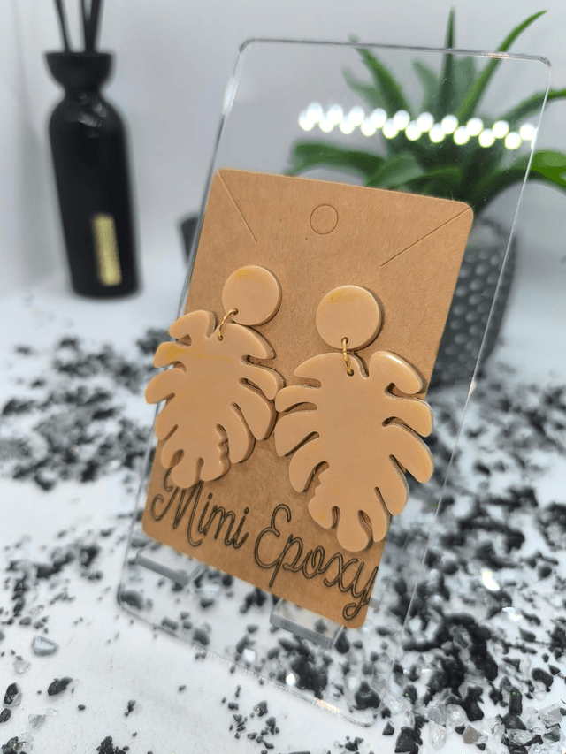 Boucles d'oreilles feuilles beige 