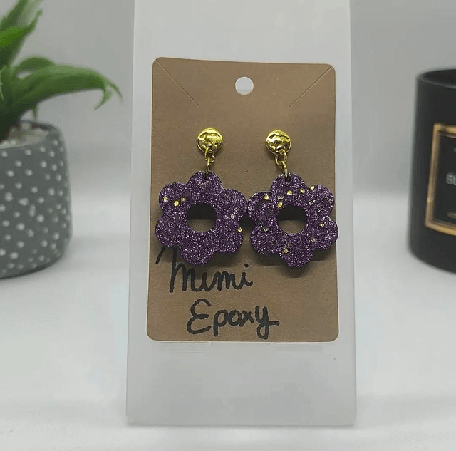 Boucles d'oreilles fleur mauve 