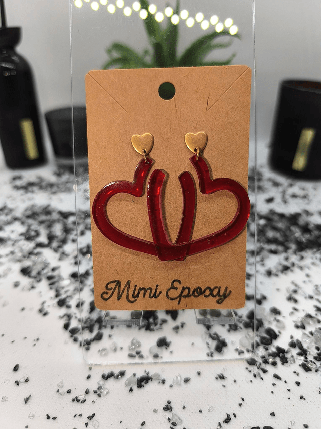 Boucles d'oreilles cœur rouge transparent 