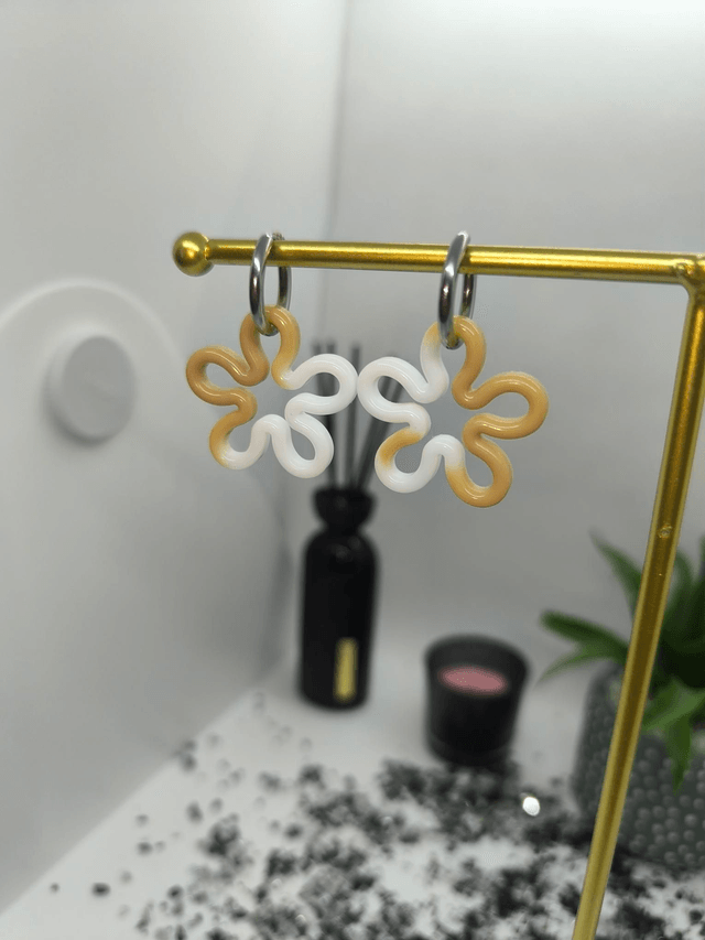 Pampilles interchangeables FLORA bicolore beige et blanc 