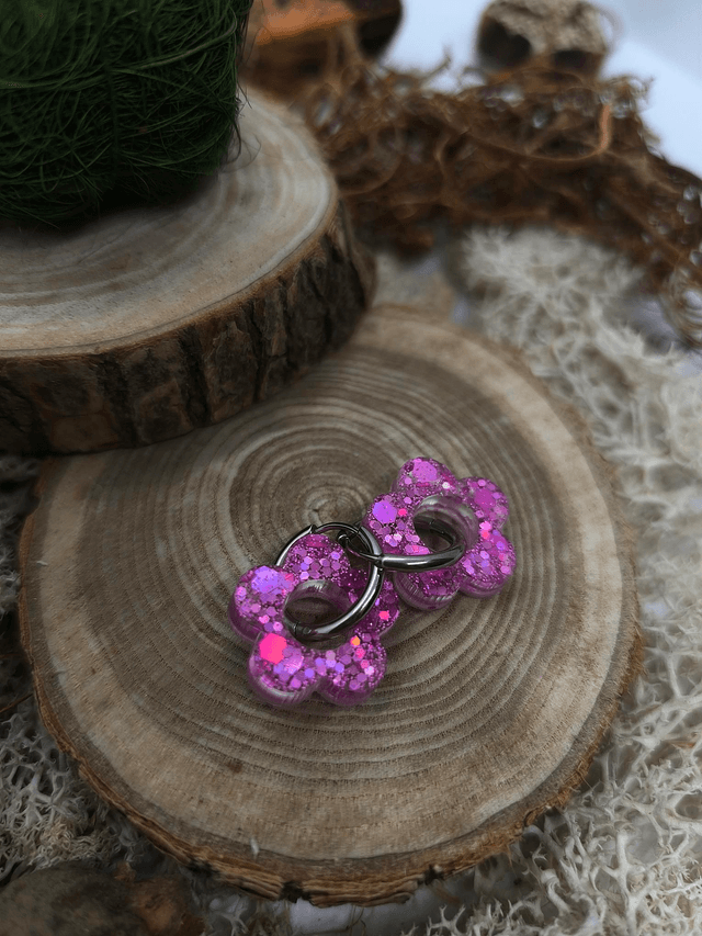 Pampilles interchangeables rose pailletté holographique 