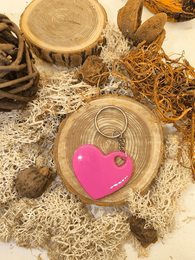 Porte clés coeur rose fuchsia 