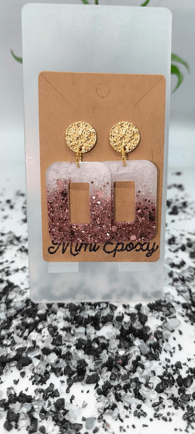 Boucles d'oreilles blanc nacré paillettes rose 