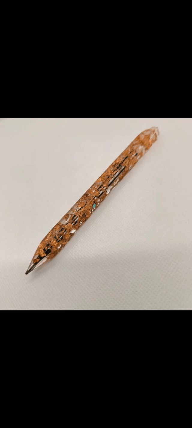 Stylo bille feuille bronze (couleur noir)