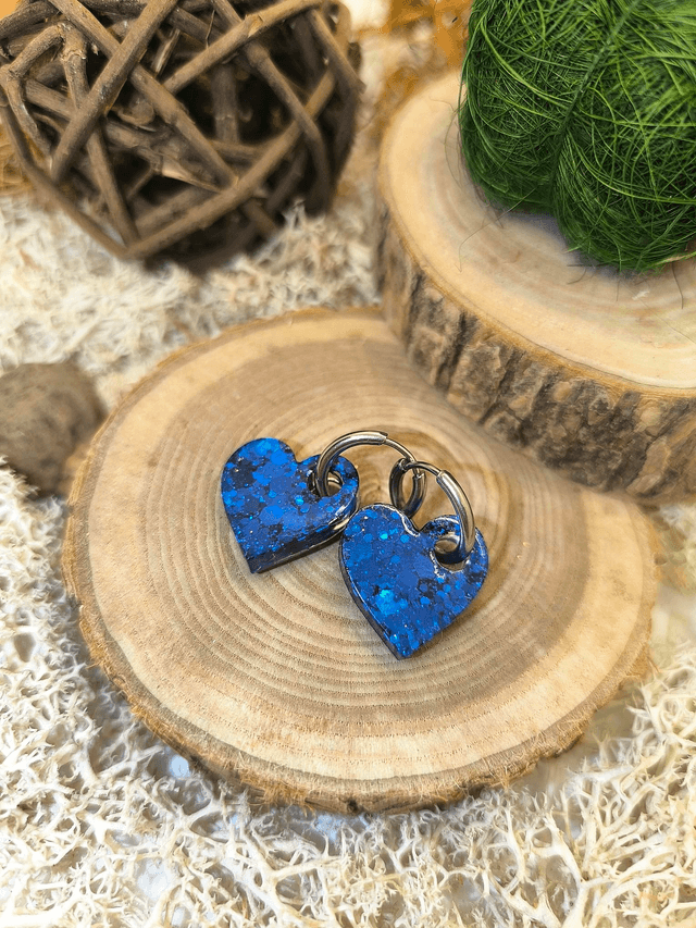 Pampilles interchangeables coeur bleu nuit pailleté 