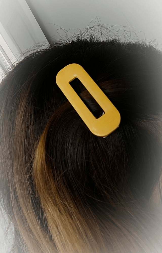 Barrette à cheveux rectangle jaune pastel 