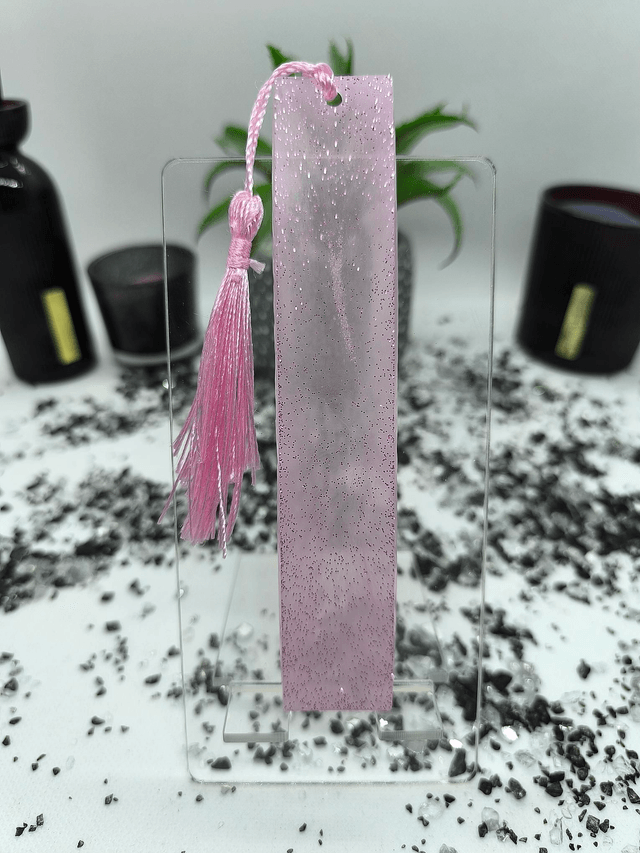 Marque page rose pailletté 