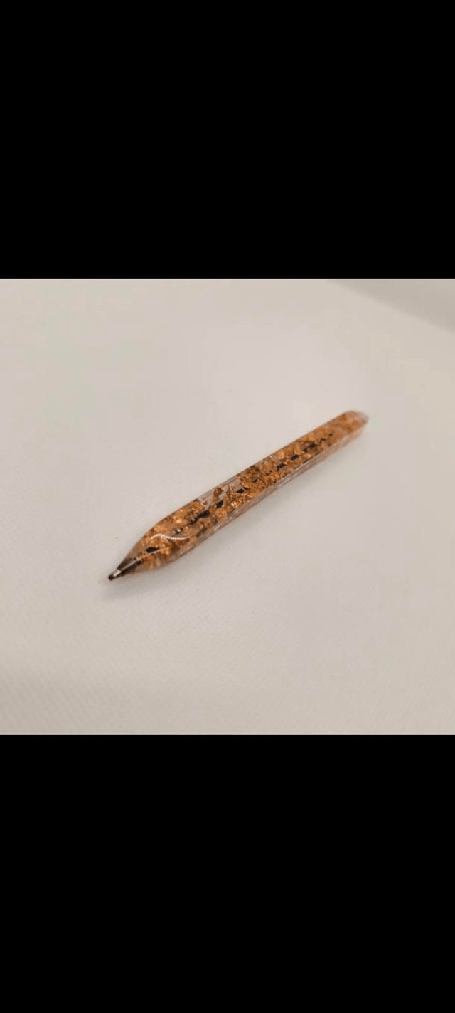 Stylo bille feuille bronze (couleur noir)