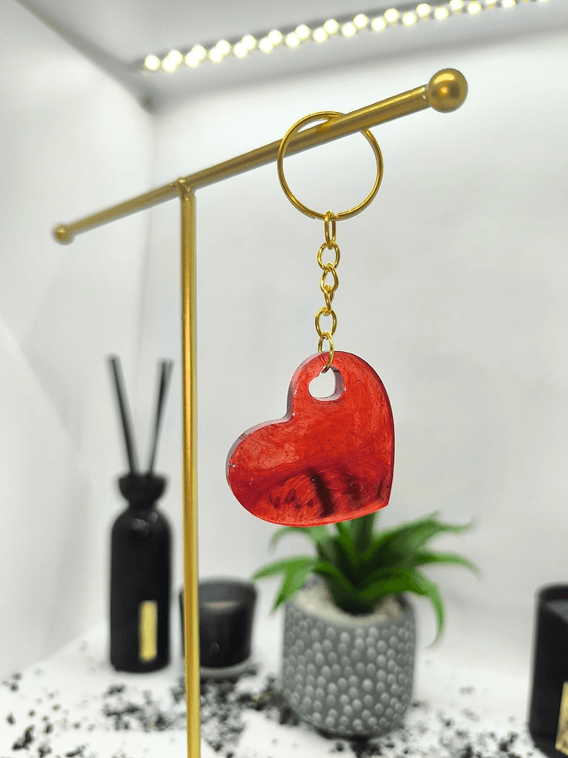 Porte clés coeur rouge fumé 