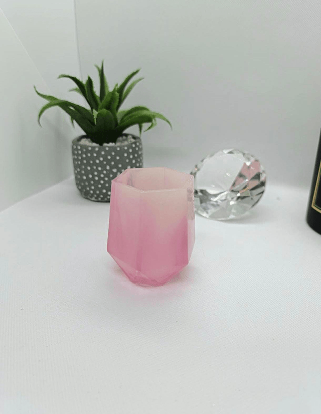 Petit pot à crayon rose et blanc fumée