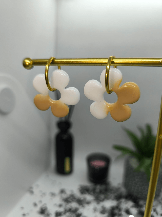 Pampilles interchangeables BORA bicolore beige et blanc 
