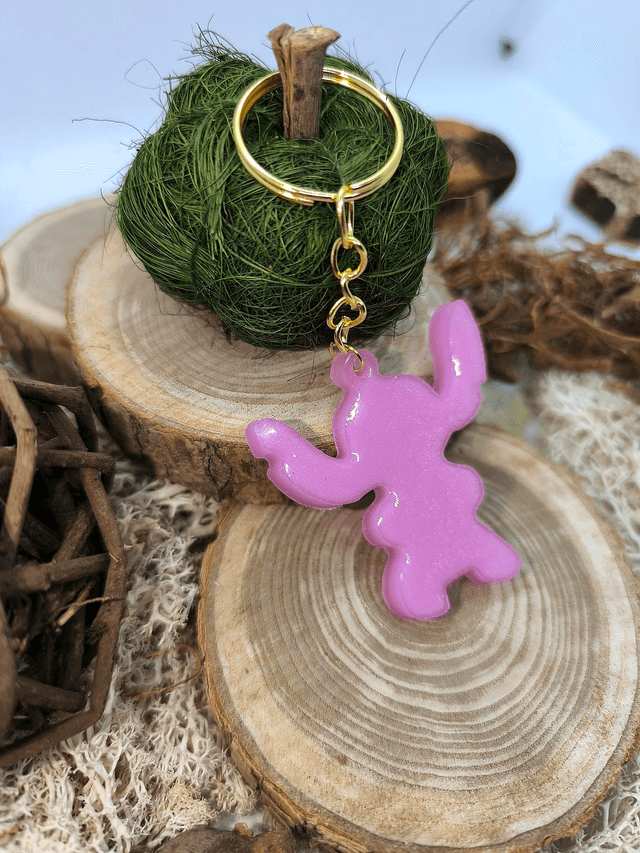 Porte clés Stitch rose nacré 