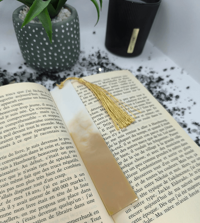 Marque page bicolore blanc et beige 