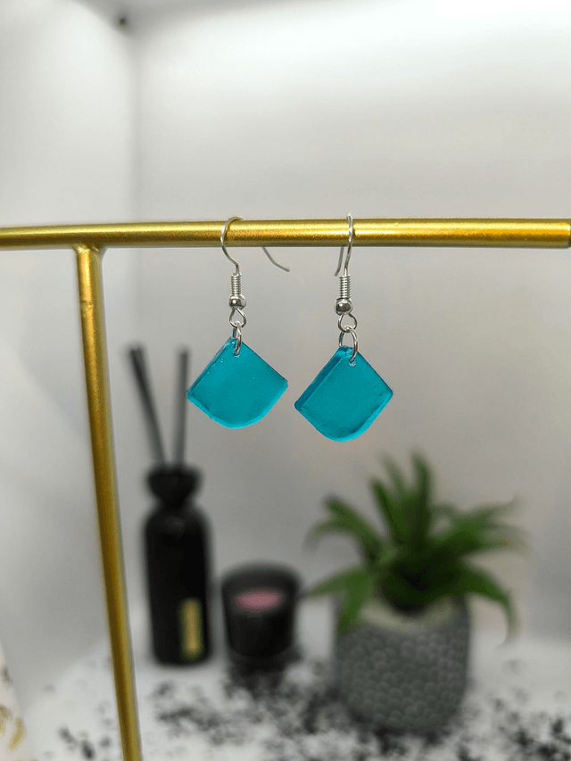 Boucles d'oreilles triangle bleu océan 