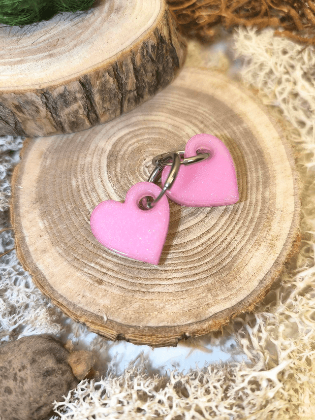 Pampilles interchangeables coeur rose nacré 