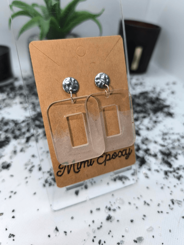 Boucles d'oreilles rectangle (large) blanc nacré fumé 