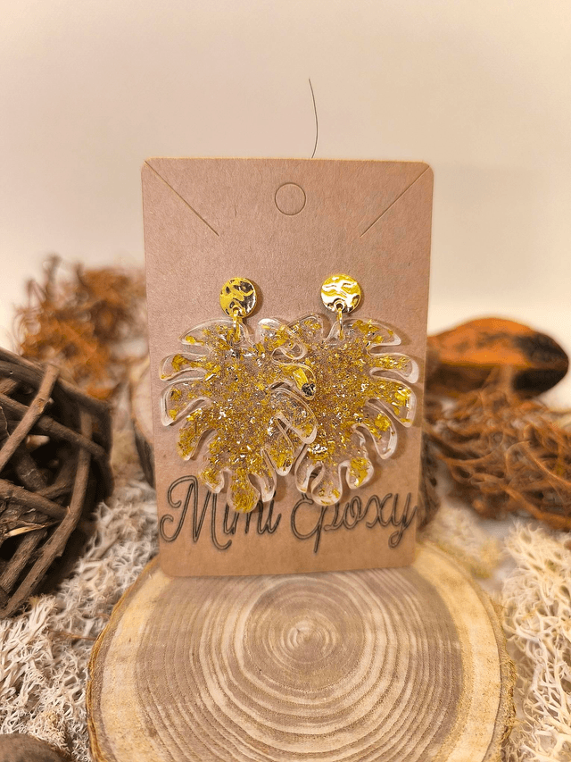 Boucles d'oreilles Monstera feuilles d'or 