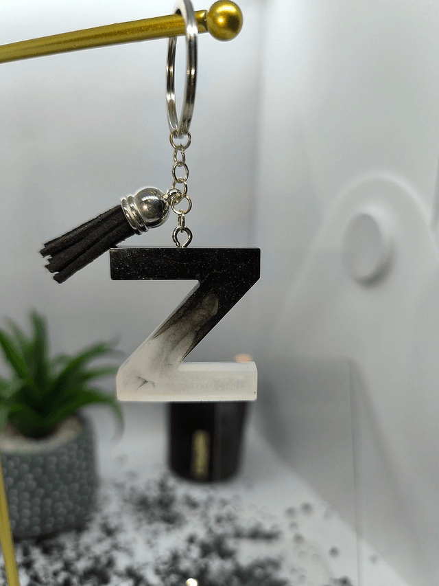 Porte clés initiale "Z" noir et blanc 