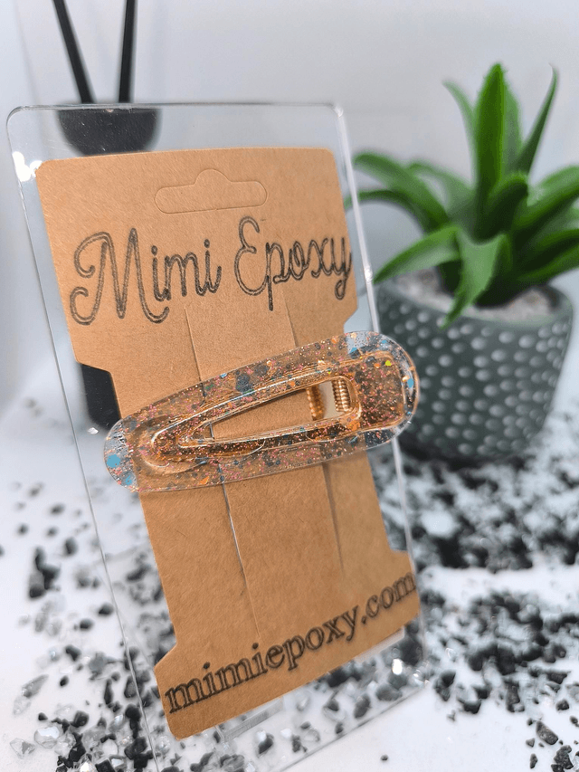 Barrette à cheveux triangle rose transparent holographique 