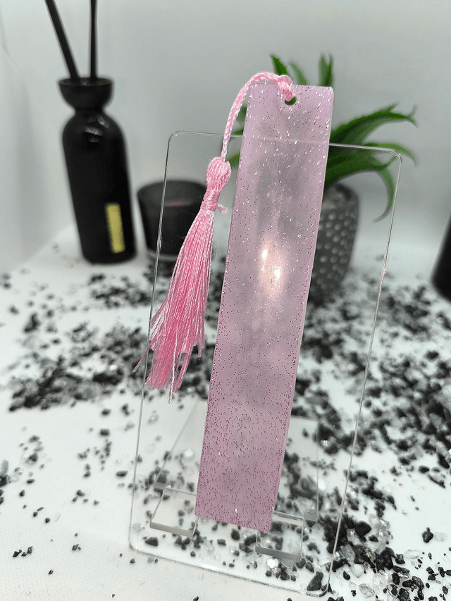 Marque page rose pailletté 
