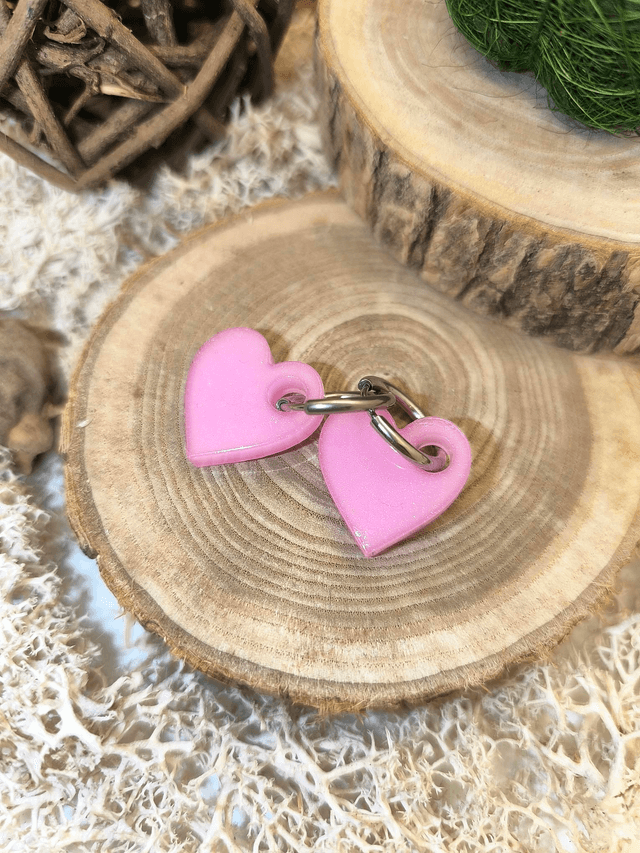 Pampilles interchangeables coeur rose nacré 