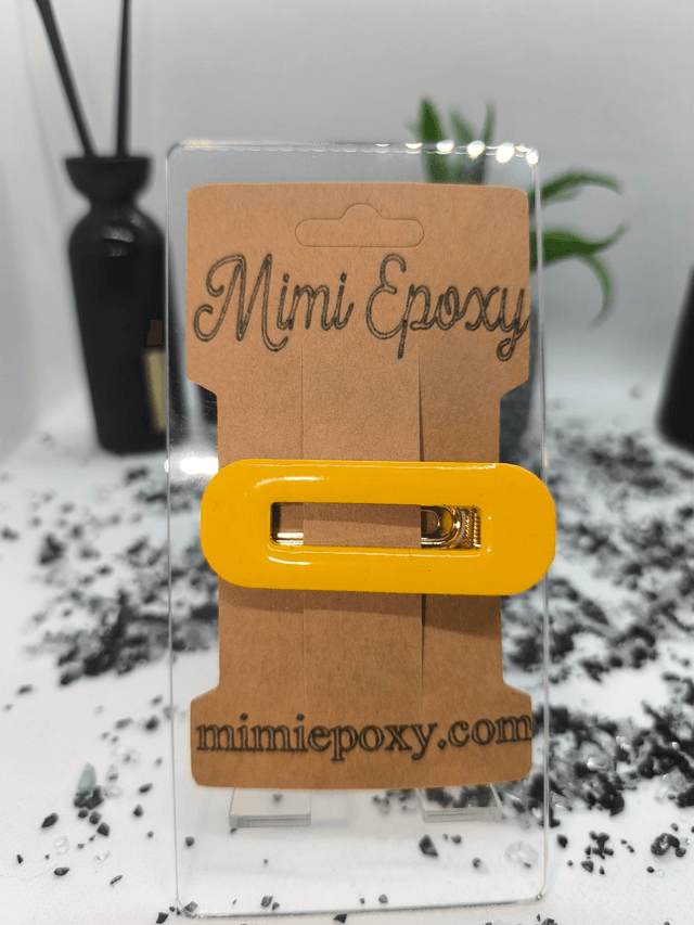 Barrette à cheveux rectangle jaune pastel 