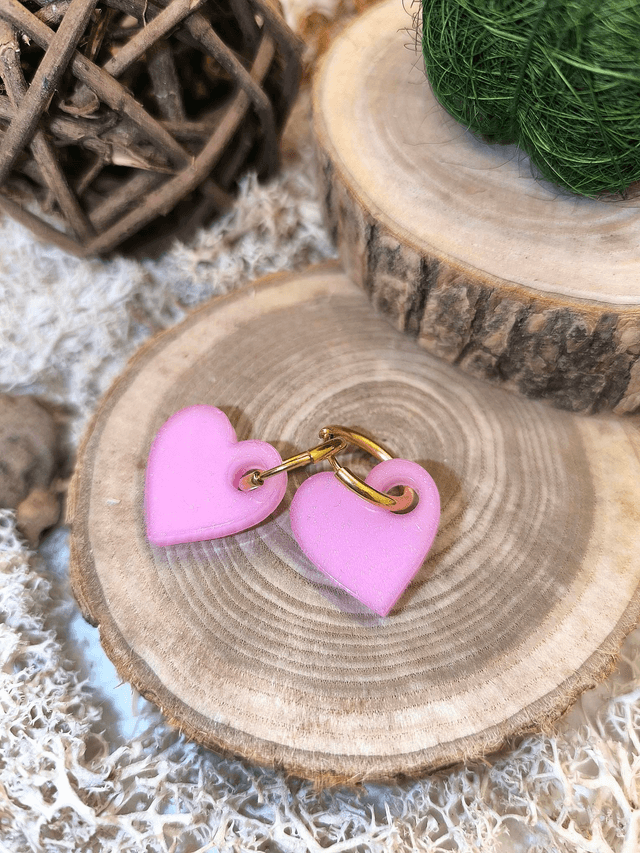 Pampilles interchangeables coeur rose nacré 