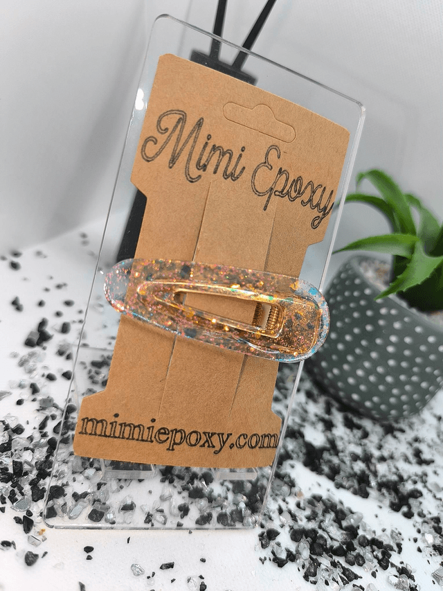 Barrette à cheveux triangle rose transparent holographique 