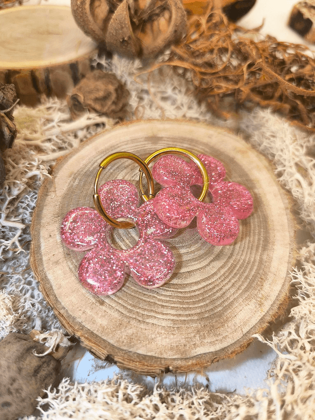 Pampilles interchangeables BORA rose pailletté 