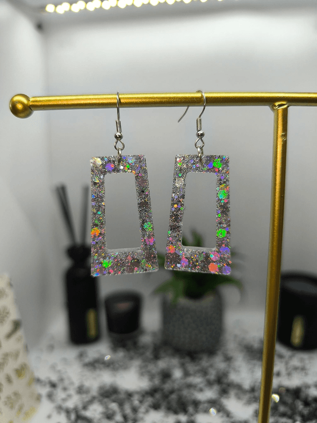 Boucles d'oreilles rectangles holographiques 