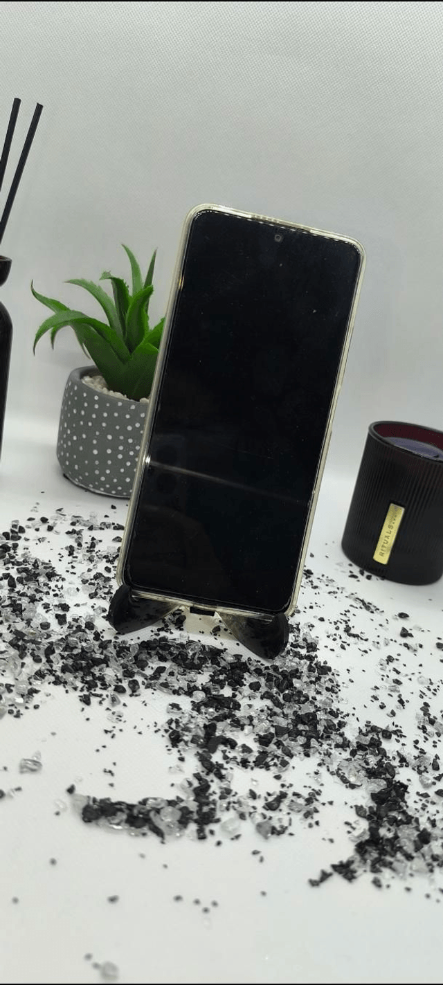 Porte téléphone transportable noir et feuilles d'or 