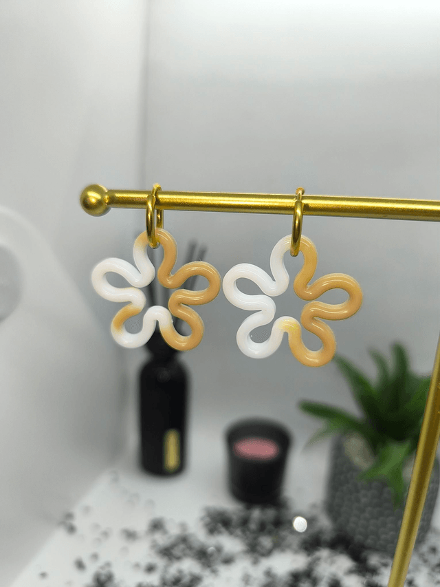 Pampilles interchangeables FLORA bicolore beige et blanc 