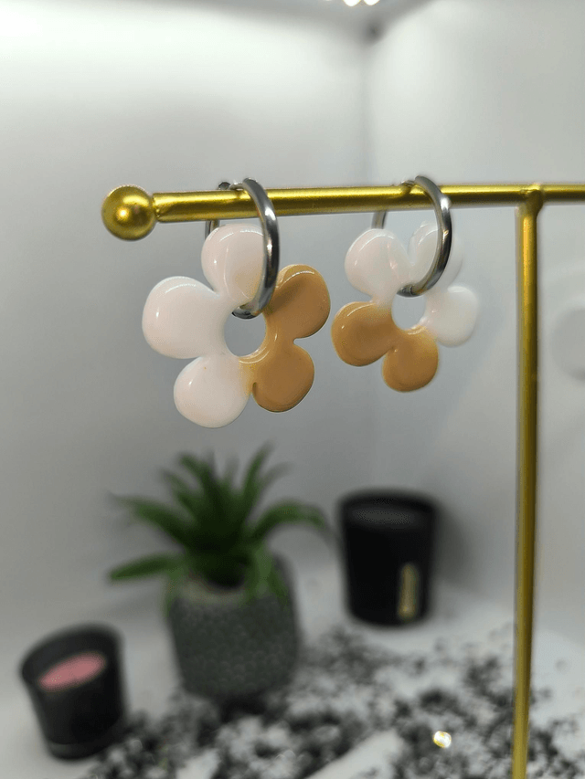 Pampilles interchangeables BORA bicolore beige et blanc 