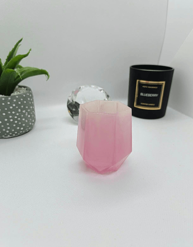 Petit pot à crayon rose et blanc fumée