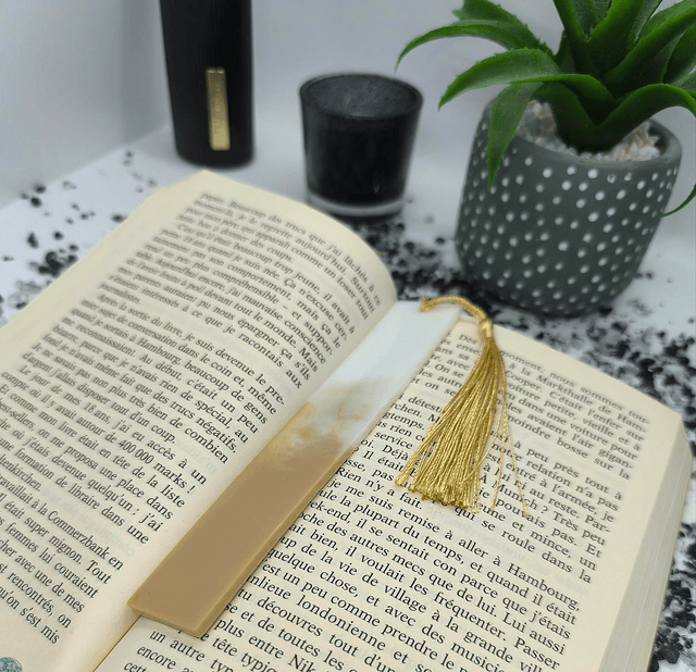 Marque page bicolore blanc et beige 