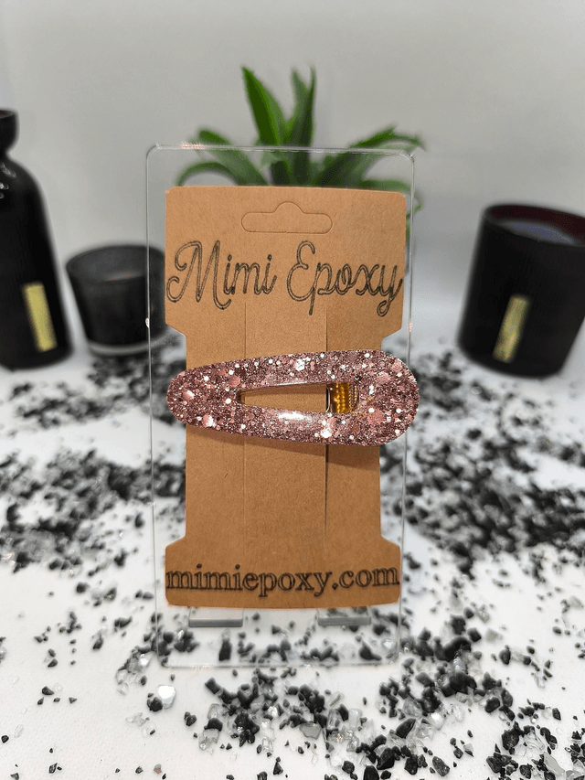 Barrette à cheveux triangle rose gold pailleté 