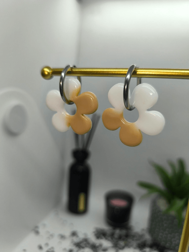 Pampilles interchangeables BORA bicolore beige et blanc 