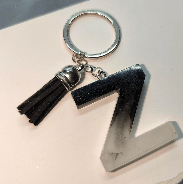 Porte clés initiale "Z" noir et blanc 