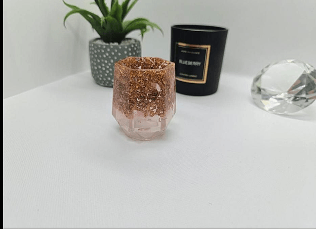Petit pot à crayon feuilles bronze 