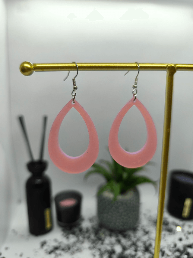 Boucles d'oreilles ovale rose pale nacré