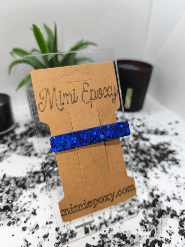 Barrette à cheveux plate bleu nuit intense pailletté 
