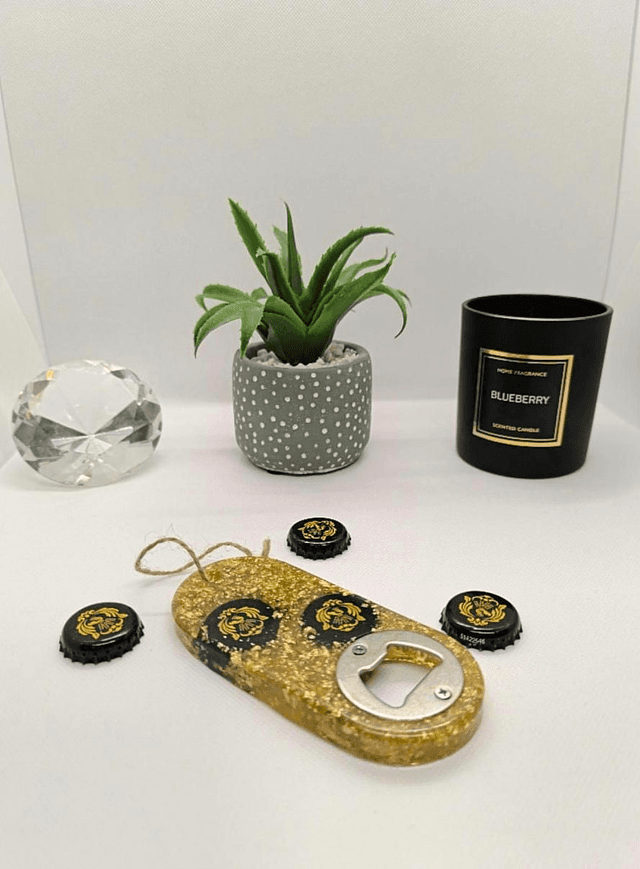 Décapsuleur avec incrustation feuilles d&#039;or 