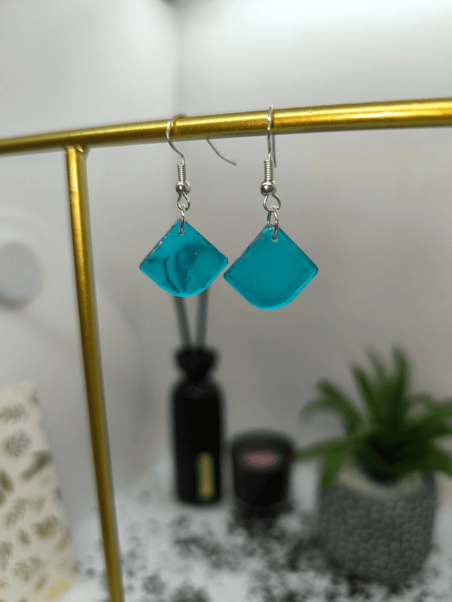 Boucles d&#039;oreilles triangle bleu océan 