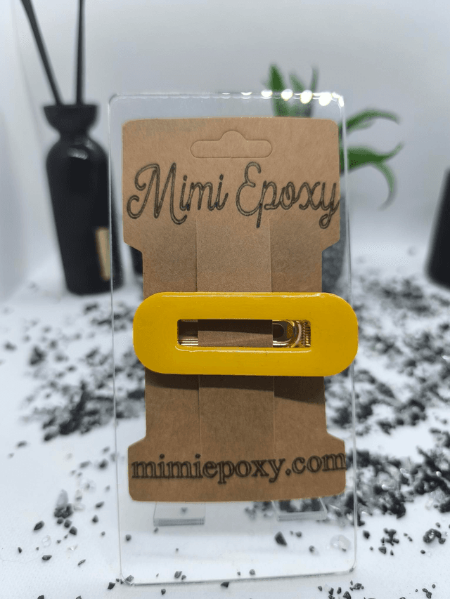 Barrette à cheveux rectangle jaune pastel 