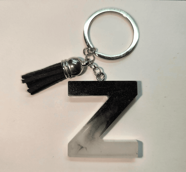 Porte clés initiale &quot;Z&quot; noir et blanc 